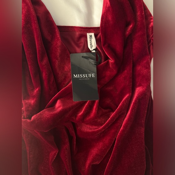 Velvet Wrap Ruched Slit Bodycon Midi Cocktail Party Dress - Picture 5 of 9